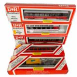 Five assorted D + R modellbahn HOm 1:87 scale Model Trains rolling stock all boxed.