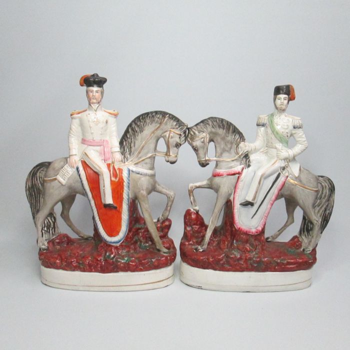 A pair of very rare Staffordshire figures of Alexander 11 Tsar of Russia and Abdul-Hamid of Turkey