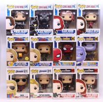 Funko: A collection of twelve Funko Pop! Marvel boxed figures to comprise: Winter Soldier 129, Black