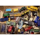 Diecast: A collection of assorted diecast vehicles, boxed and loose, in playworn condition. Please