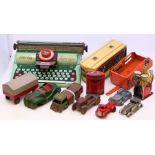 Tinplate: A collection of assorted tinplate to include: Mettoy Supertype, Alps Trailer, Jibby car,