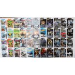 Hot Wheels: A collection of approximately 40 Hot Wheels long card vehicles to include: The Avengers,