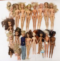 Barbie: A collection of assorted loose Barbie dolls, mostly modern, but some vintage. (one box)