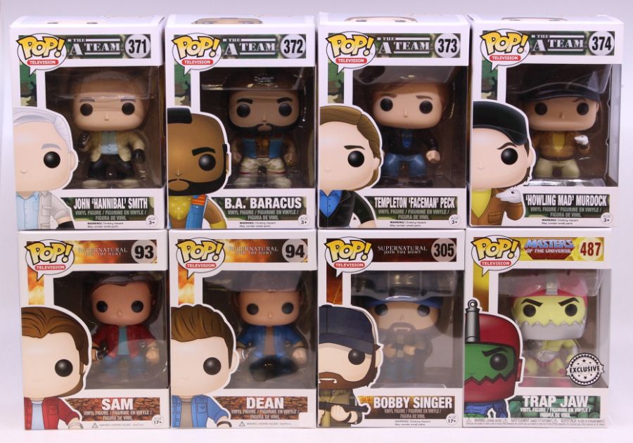 Funko: A collection of eight Funko Pop! boxed figures to comprise: John 'Hannibal' Smith 371, B.A.