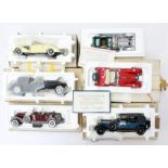 Franklin Mint: A collection of six boxed Franklin Mint vehicles to include: Stutz Black Hawk;