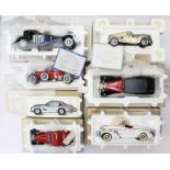 Franklin Mint: A collection of seven boxed Franklin Mint vehicles to include: Mercedes-Benz 770K,