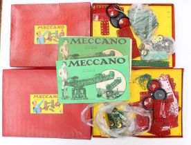 Meccano: A boxed Meccano Set 3, together with a boxed Meccano Set 4, and a collection of assorted
