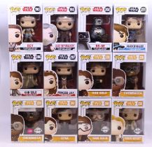 Funko: A collection of twelve Funko Pop! boxed figures to comprise: Rey 190, Luke Skywalker 193,