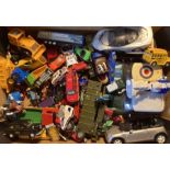 Diecast: A collection of assorted diecast and plastic assorted vehicles in playworn condition.
