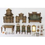 Dolls House: A collection of assorted dolls house furniture, mostly handmade, circa mid 20th