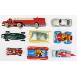 Diecast: A collection of eight assorted, playworn diecast vehicles to include: Siku Ford Trasnit,