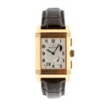 Jaeger-LeCoultre - a gentleman's 18ct rose gold Jaeger-LeCoultre Reverso wristwatch, rectangular