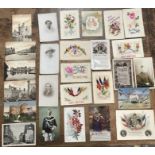 Collection of WW1 Allied Postcards & cards mainly British or French, two German  WW1 postcards