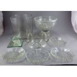 Mixed collection of glass , to include a large vase 21 cm high , cut glass bowl 18.5 cm high and