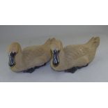 Two ceramic ducks. 10 cm tall, 21 cm long. (2) Condition good