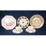 An early Coalport hand-painted plate c1805 23 cm , Chamberlain Worcester dessert plate with brown