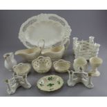 Quantity of mixed creamware , to include a late 18th C toy dish , 2 20th C Leeds sauce boats ,