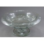 1930s cut glass bowl on a stem . 28.5 cm in diameter 13.5 cm high (1) Condition good