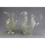 2 crystal glass jugs 20 cm high (2) Condition , chips to top edge of the thinner jug