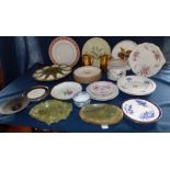 Quantity of mixed china , to include a French Longchamp oyster tazza , 2 Royal Worcester gold enamel