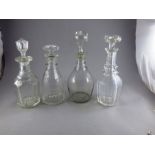 3 19th C glass decanters and 1 20th C , tallest 32.5 cm high (4) Condition good