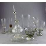 mixed collection of glass , to include a vase with deer decoration , some barometer pieces , a cut