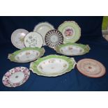 3 oval Copeland dessert dishes circa 1905 31.5 cm , Rogers pearlware shell edge plate 25 cm 1800 ,