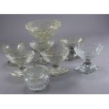 Collection of 8 Victorian cut glass salt cellars , largest 12 cm high (8) Condition , some chips