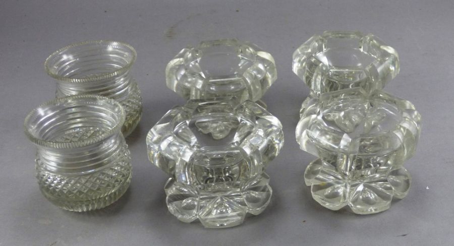 Collection of glass ,, to include a set of 4 of 4 19th C Irish glass night light holders 6 cm