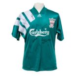 Liverpool: A signed Liverpool FC 1992-1993 Away Shirt. With the 1892-1992 Centenary badge, Carlsberg