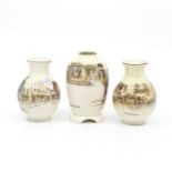 A set of three miniature Royal Doulton Dickens ware vases