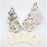 Royal Worcester lady figures including Belle of the Ball, Sweet Rose, Sweet Holly, Sweet Violet, all