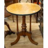 Victorian walnut tripod table with bleached top, some water damage