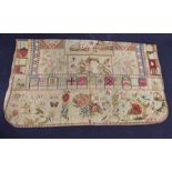 A small sized Germanic 1840 tapestry, decorated with flowers and boats and a quay, underside is