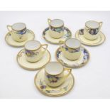 A set of Art Deco Rosenthal Donatello cups and saucers, hand painted by ME Reid in 1924