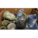 A collection of late / early 20th Century and later Wedgwood Jasper wares including plates, tea