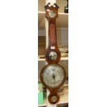 A Victorian banjo barometer by Caminada Manchester, thermometer detached but present