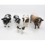 Collection of five John Beswick figures of bulls, cows and calves no chips or cracks