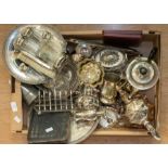 Collection of silver plate and A1 plate including tea sets, trays, pot, toast rack, butter knives,