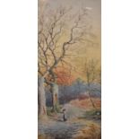 A pair of Victorian watercolours depicting figures in a woodland and a cattle drover by a stream, 45