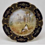 A hand painted Staffordshire plate, hunting scene, signed by MARS, 19th Century/early 20th Century