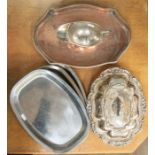 Early 20th Century silver plated food server, Welbeck Hotel, Nottingham, sauce boat silver plated,