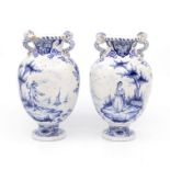 A pair of Delft ware vases