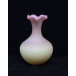 A Victorian peach to lemon satin glass vase