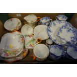 Collection of 1920's and 1930's Shelley tea sets, blue and white including cake stand plus Autumn