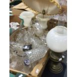 Collection of 19th and 20th Century glass wares including cellary vase, claret jug, cut and etched