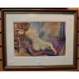 David Birtwhistle signed watercolour of a reclining nude
