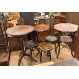 A small collection of furniture comprising occasional tables, chairs and a stool