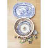 A collection of 19th Century and 20th Century ceramics including meat plates, plates in Spode and