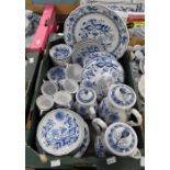 A large collection of German Hutschenreuther Meissen style blue and white onion pattern teaware